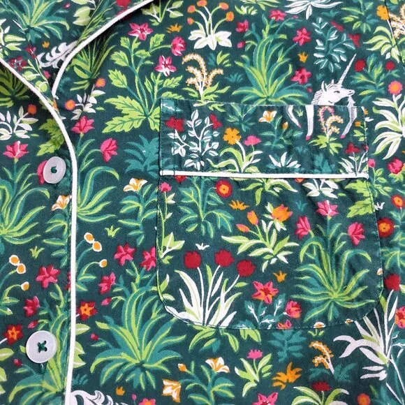 PrintFresh Pajama Top M Unicorn's Garden Juniper Organic Cotton Short Sleeve - Picture 7 of 13
